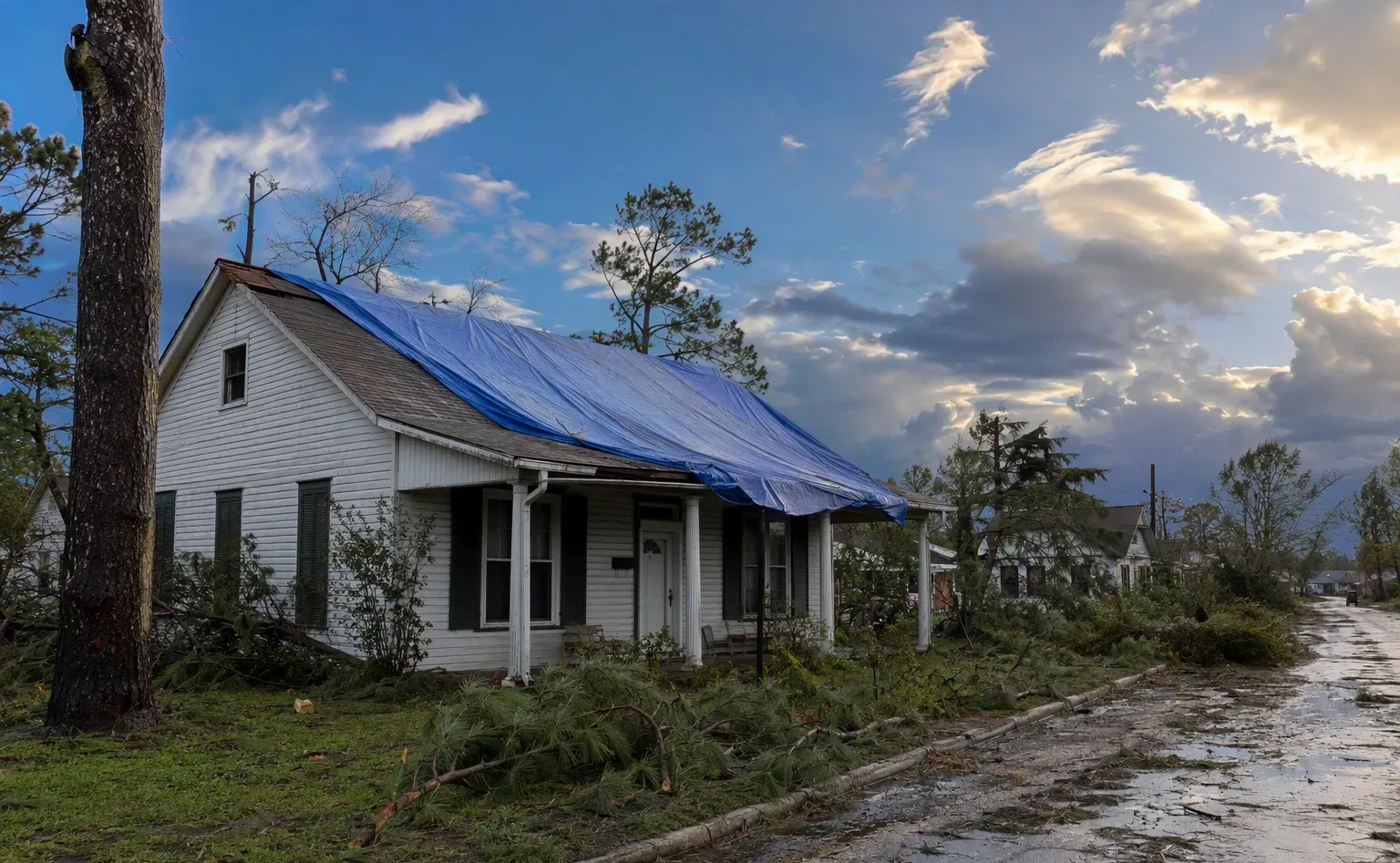 Storm damage repair in a Alexandria home after severe weather
